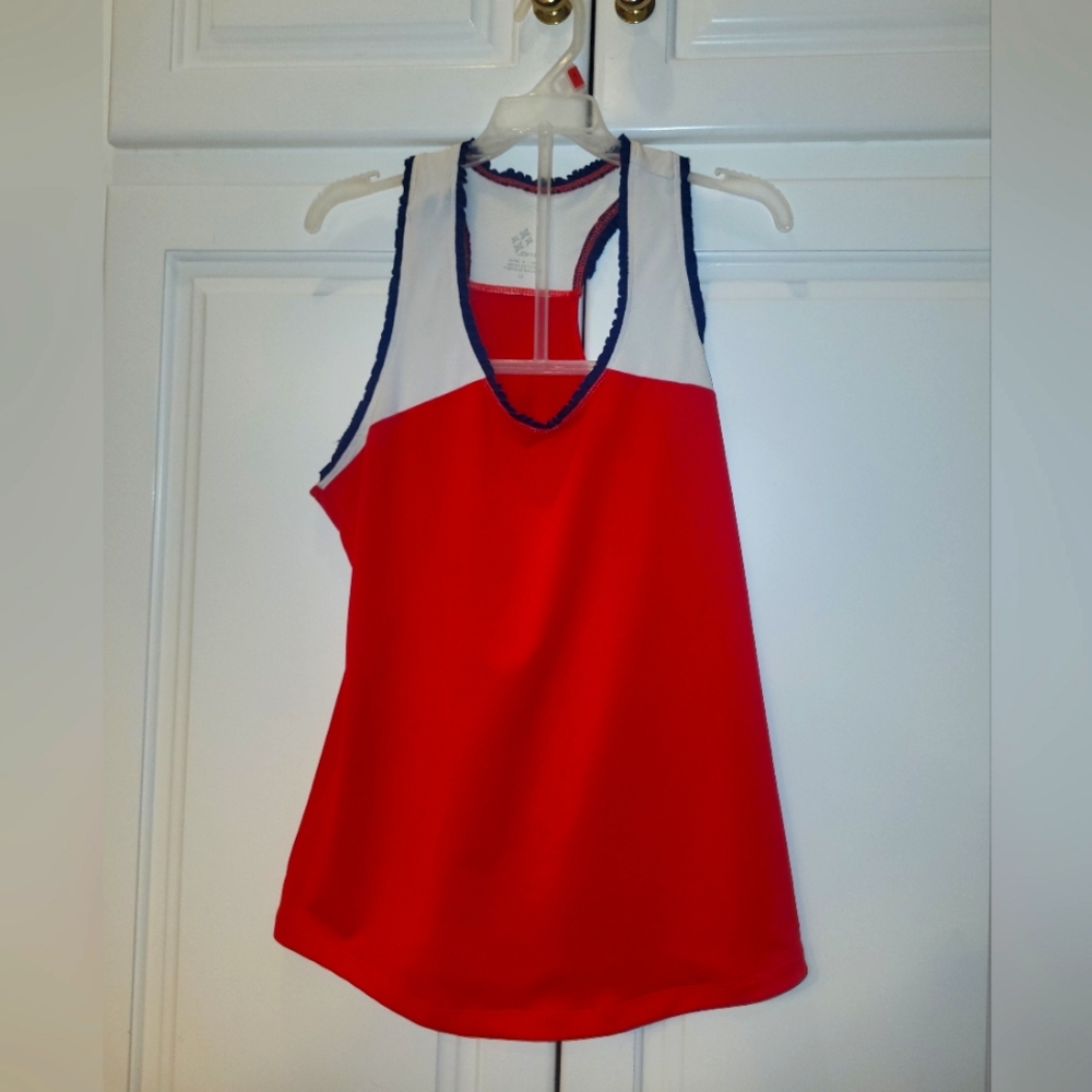 Jofit Red, White & Navy Blue Women's Tank Top